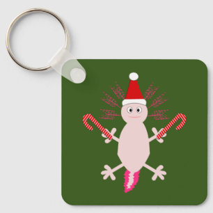 Cute Christmas Axolotl Custom Double Sided Key Ring