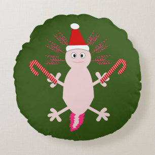 Cute Christmas Axolotl Custom Double Sided Round Cushion