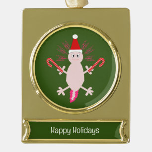 Cute Christmas Axolotl Custom Gold Plated Banner Ornament