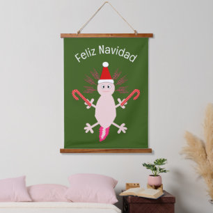 Cute Christmas Axolotl Custom Hanging Tapestry