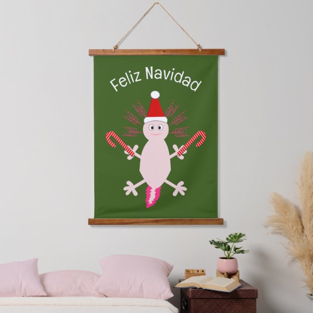 Cute Christmas Axolotl Custom Hanging Tapestry (Bedroom)