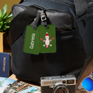 Cute Christmas Axolotl Custom Name Luggage Tag