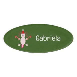Cute Christmas Axolotl Custom Name Tag