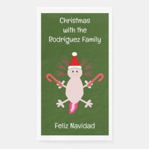 Cute Christmas Axolotl Custom Napkin