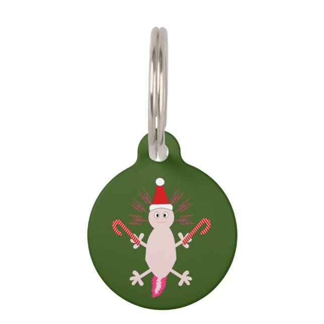 Cute Christmas Axolotl Custom Pet Tag (Front)