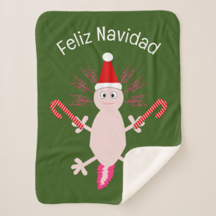 Cute Christmas Axolotl Custom Sherpa Blanket