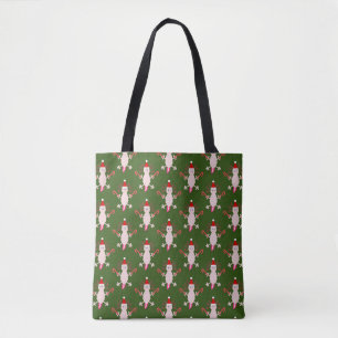 Cute Christmas Axolotl Double Sided Print Tote Bag