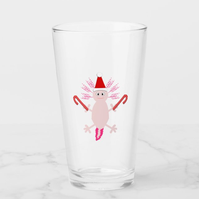 Cute Christmas Axolotl Glass (Front)