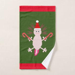 Cute Christmas Axolotl Hand Towel