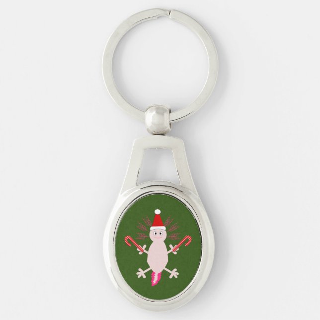 Cute Christmas Axolotl Key Ring (Front)