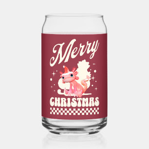 Cute Christmas Axolotl Merry Christmas Can Glass