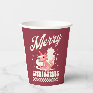 Cute Christmas Axolotl Merry Christmas Paper Cups