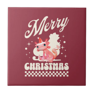 Cute Christmas Axolotl Merry Christmas Tile
