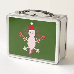 Cute Christmas Axolotl Metal Lunch Box