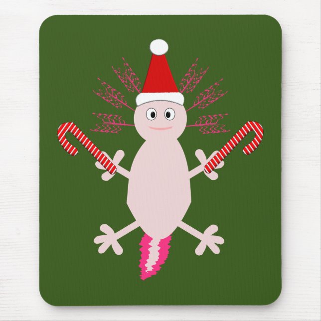 Cute Christmas Axolotl Mouse Mat (Front)