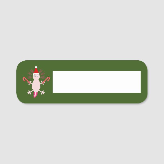 Cute Christmas Axolotl Name Tag (Front)
