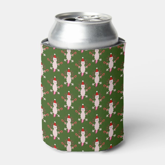 Cute Christmas Axolotl Patterned Can Cooler (Can Front)