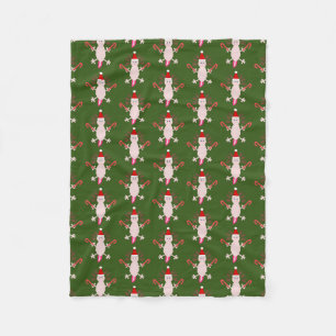 Cute Christmas Axolotl Patterned Fleece Blanket