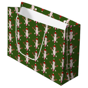 Cute Christmas Axolotl Patterned Large Gift Bag