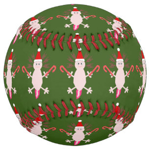 Cute Christmas Axolotl Patterned Softball