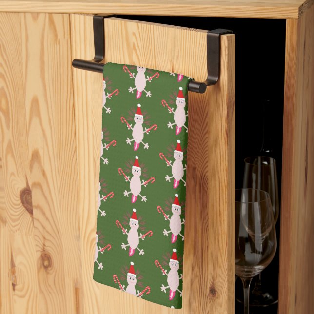 Cute Christmas Axolotl Patterned Tea Towel (Thirds Fold)