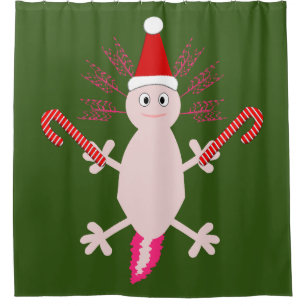 Cute Christmas Axolotl Shower Curtain