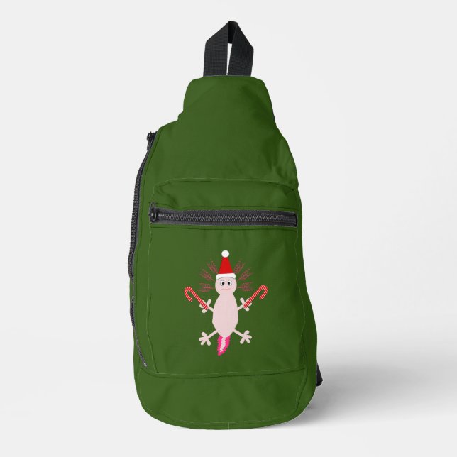 Cute Christmas Axolotl Sling Bag (Front)