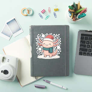 Cute Christmas Axolotl Sticker   Kawaii Winter 