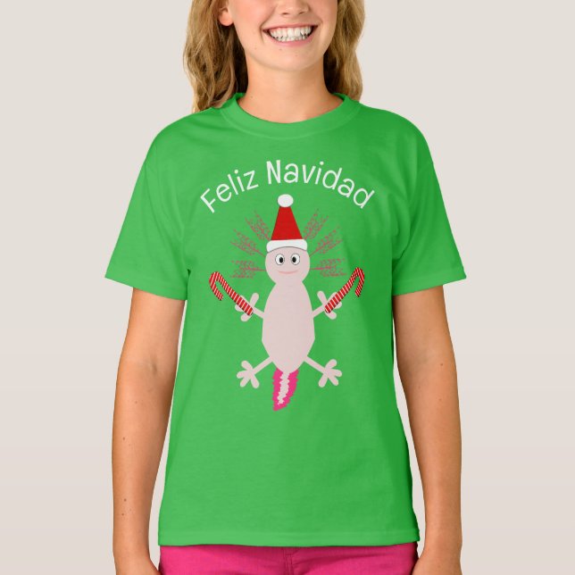 Cute Christmas Axolotl T-Shirt (Front)