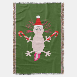 Cute Christmas Axolotl Throw Blanket