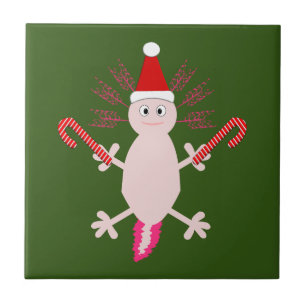 Cute Christmas Axolotl Tile