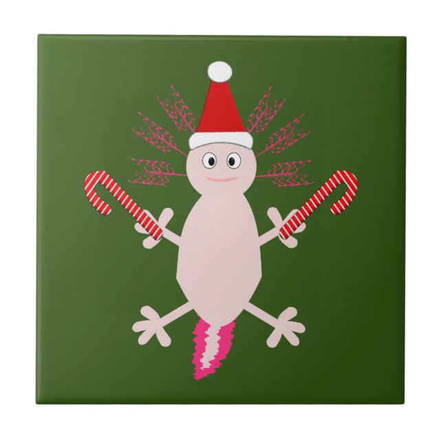 Cute Christmas Axolotl Tile (Front)