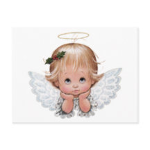 Cute Christmas Baby Angel Head In Hands