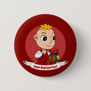 Cute Christmas baby cartoon Button
