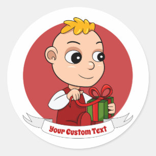 Cute Christmas baby cartoon Classic Round Sticker