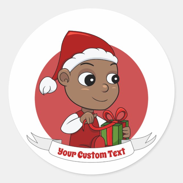 Cute Christmas baby cartoon Classic Round Sticker (Front)