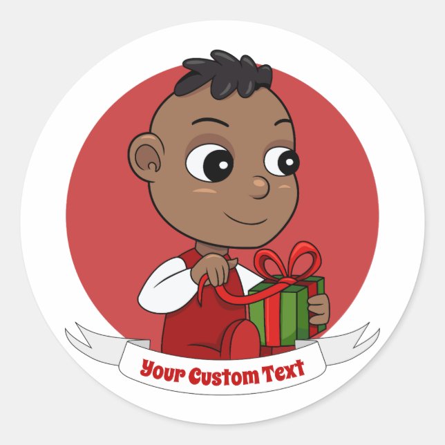 Cute Christmas baby cartoon Classic Round Sticker (Front)