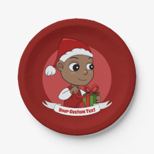 Cute Christmas baby cartoon Paper Plates