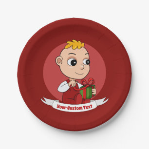 Cute Christmas baby cartoon Paper Plates
