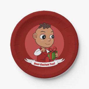 Cute Christmas baby cartoon Paper Plates