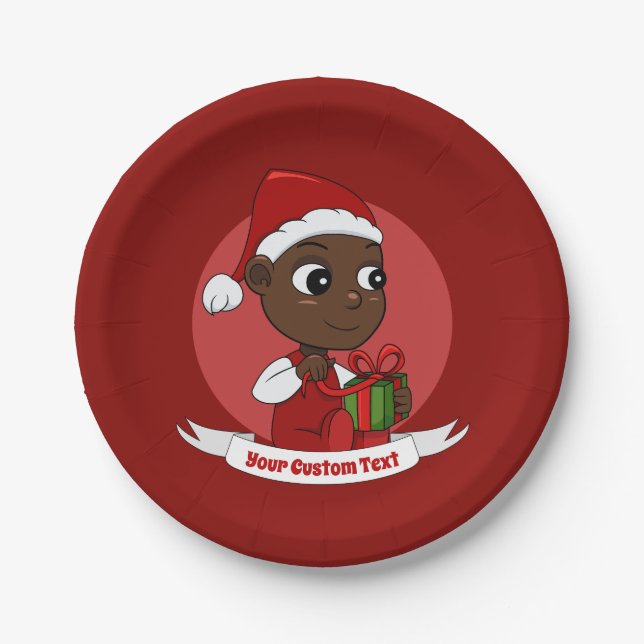 Cute Christmas baby cartoon Paper Plates (Front)
