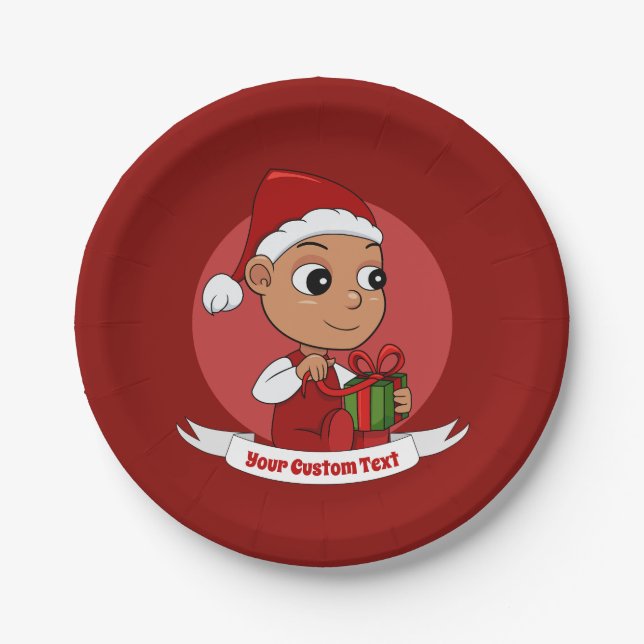 Cute Christmas baby cartoon Paper Plates (Front)