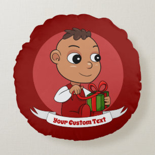 Cute Christmas baby cartoon Round Pillow