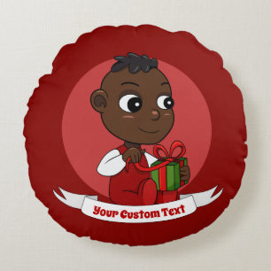 Cute Christmas baby cartoon Round Pillow