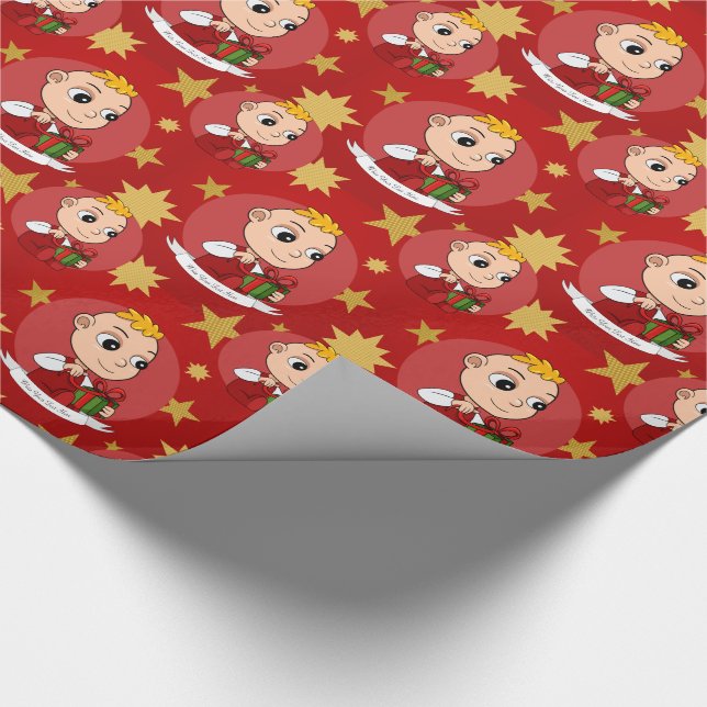 Cute Christmas baby cartoon Wrapping Paper (Corner)