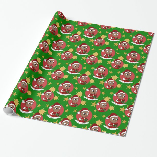 Cute Christmas baby cartoon Wrapping Paper (Unrolled)