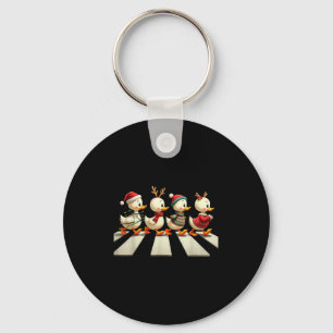 Cute Christmas Baby Ducks Parade Crosswalk Holiday Key Ring