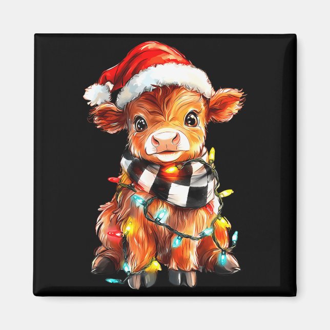 Cute Christmas Baby Highland Cow F Thanksgiving  Magnet (Front)
