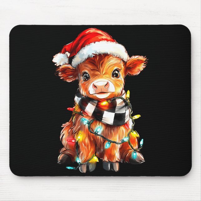 Cute Christmas Baby Highland Cow F Thanksgiving  Mouse Mat (Front)