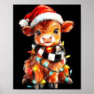 Cute Christmas Baby Highland Cow F Thanksgiving  Poster